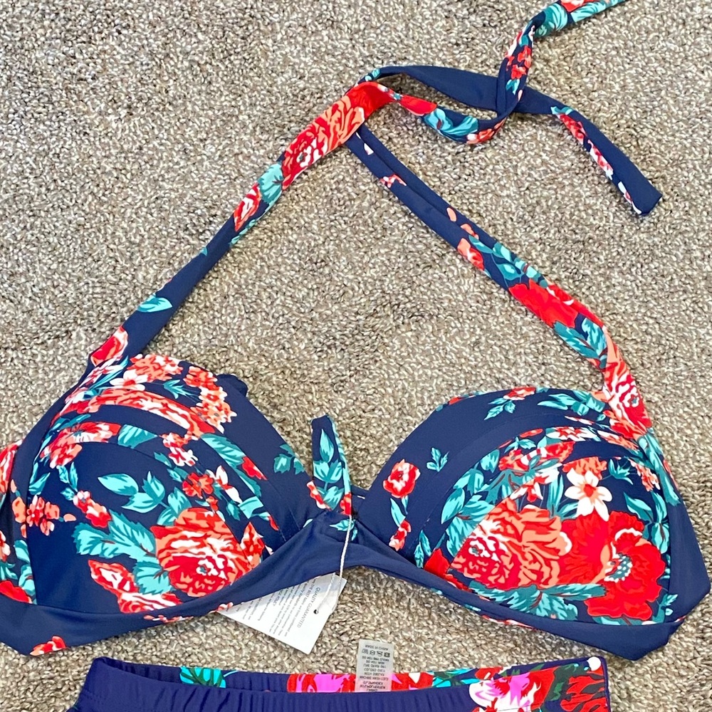 New!  Cocoship Floral Tie Back Bikini Top